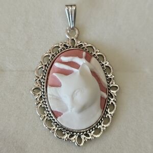 Pink Cameo Cat Pendant